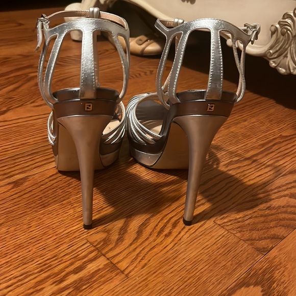 Fendi silver heels, used. Scuffs over heels. See pictures. - Picture 2 of 6